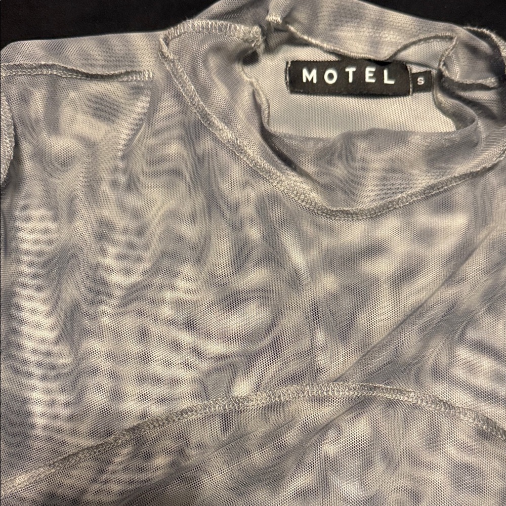 Motel Rocks Mesh Gray Patterned Crop Top - Picture 2 of 2